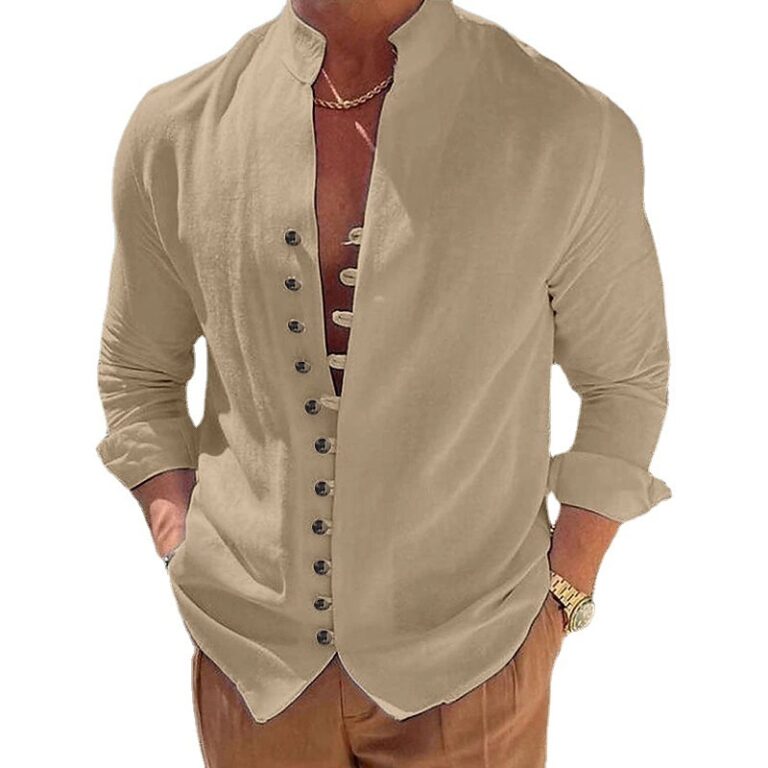 Cotton And Linen Casual Loose Long Sleeve Shirt - Image 9