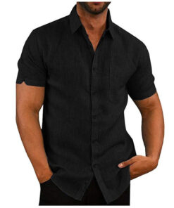 Men Short Sleeve Summer Solid Shirts