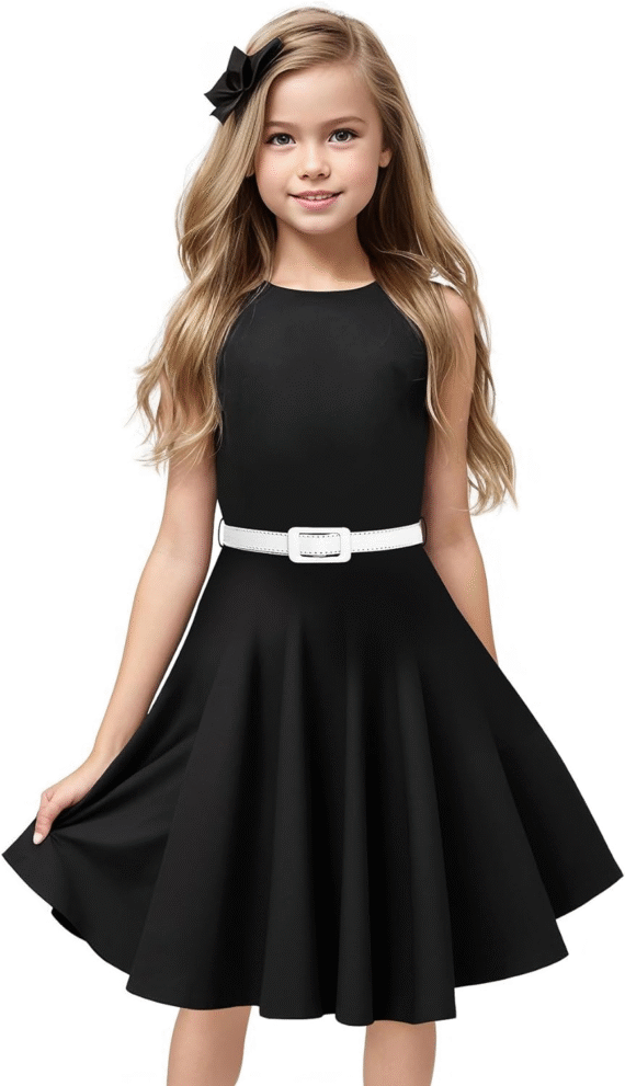 Girls 50s Retro Vintage Twirl Dress – Sleeveless Special Occasion (Size 6-14) - Image 2