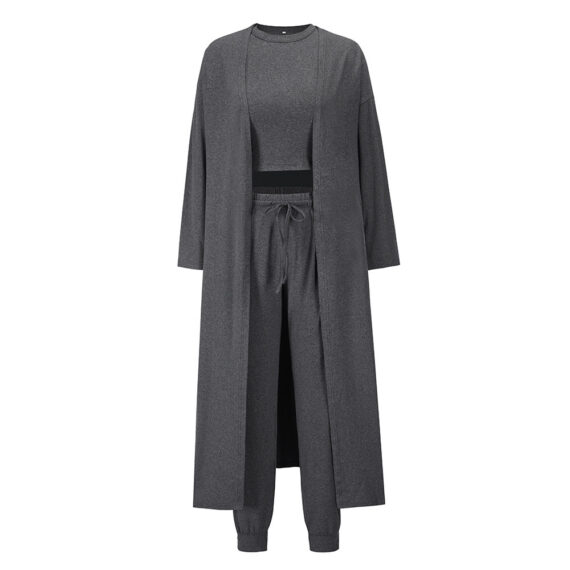 Women's Knitted Slim-fit - Vest And Trousers Sports Suit - Image 3