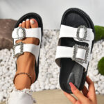 Rhinestone Buckle Platform Sandals - Image 2