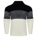 Men's Casual Color Block Long Sleeve Cable Knit Pullover Hoodie - Image 4