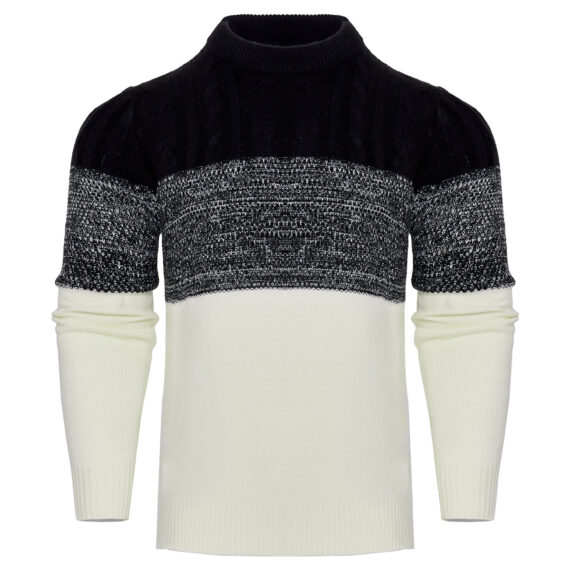 Men's Casual Color Block Long Sleeve Cable Knit Pullover Hoodie - Image 4