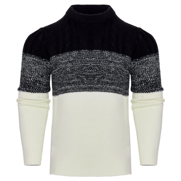 Men's Casual Color Block Long Sleeve Cable Knit Pullover Hoodie - Image 4