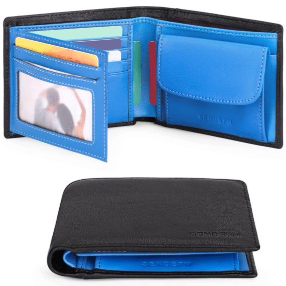 Men's Trifold Leather Wallet RFID Blocking with 8 Card Slots - Image 11
