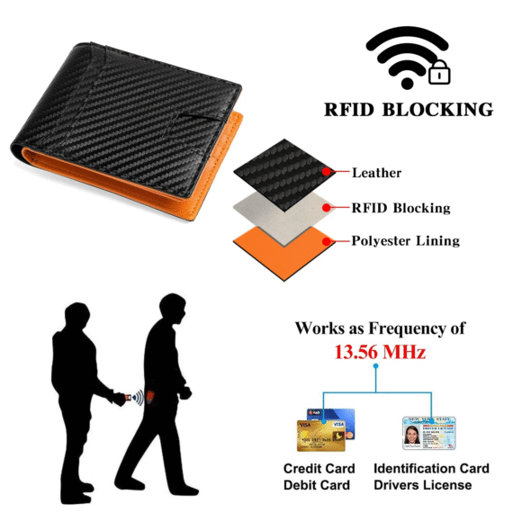 Slim Leather Wallet for Men with Airtag Holder RFID Blocking - Image 4