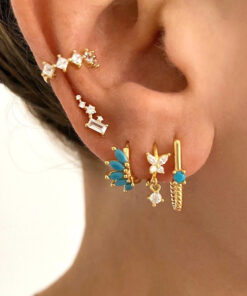 Zircon All-match Earrings Symmetrical Horse Eye Stone