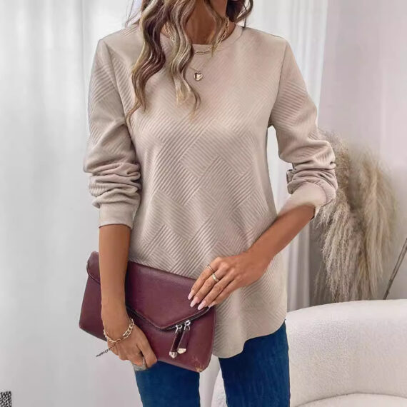 Women's Crew Neck Casual Long Sleeve Shirt - Image 4