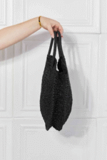 Justin Taylor Beach Date Straw Rattan Handbag in Black - Image 7