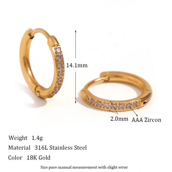 Women's Titanium Steel Rounded Edge Zircon Earrings - Image 4