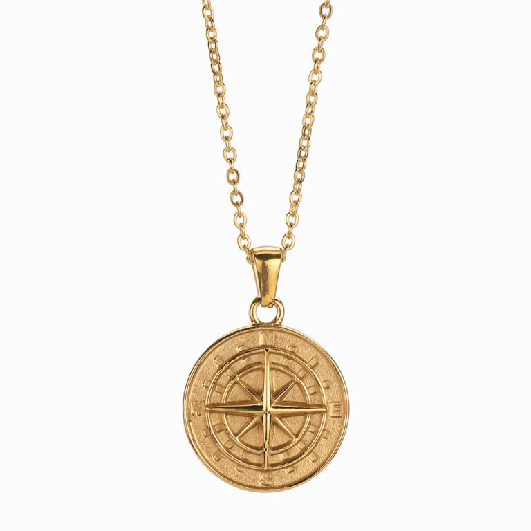 Stainless Steel Compass Circular Necklace - Image 2