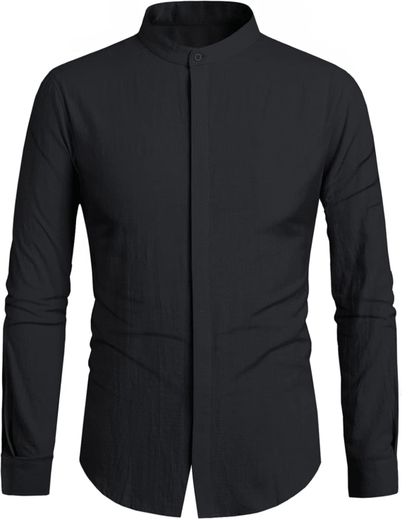 Mens Button up Shirts Linen Beach Long Sleeve Casual Cotton Summer Lightweight Tops - Image 3