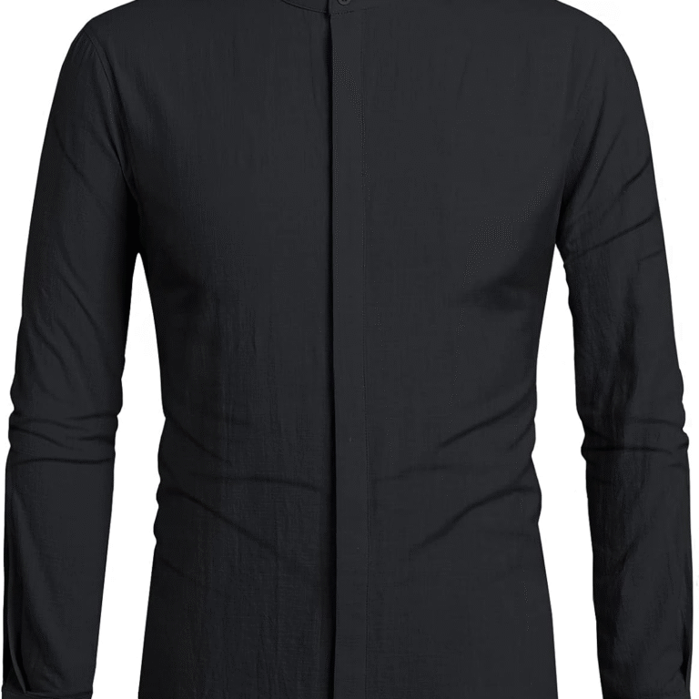 Mens Button up Shirts Linen Beach Long Sleeve Casual Cotton Summer Lightweight Tops - Image 3