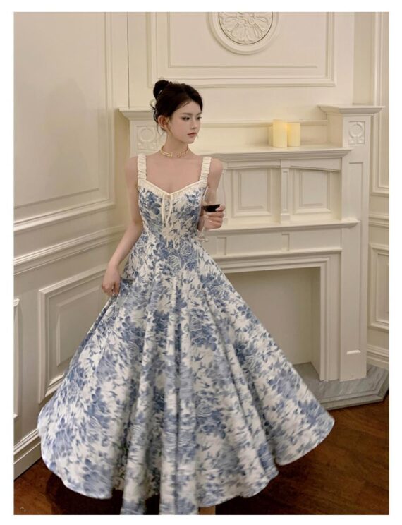 Fashion Retro Women Floral Strap Dress - Image 5