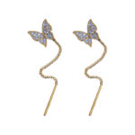 925 Silver Needle Long Tassel Butterfly Earrings - Image 3