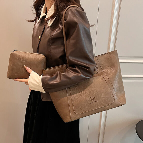 Casual Leather Retro Shoulder Bag - Image 5
