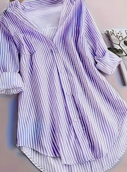Casual Long Sleeve Blouse For Spring & Fall