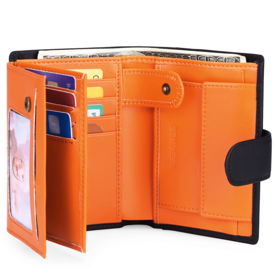 Men's Trifold Leather Wallet RFID Blocking with 8 Card Slots - Image 10