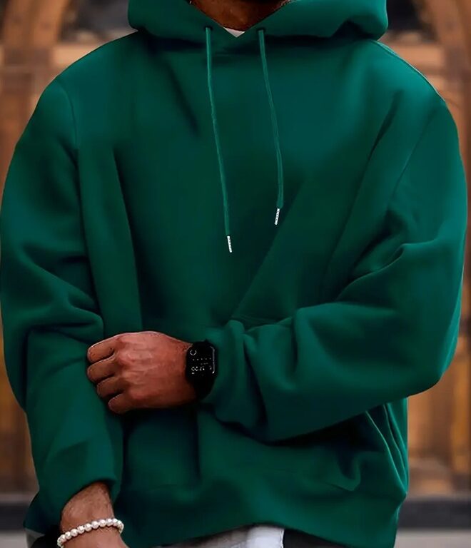 Men's Solid Color Hooded Jumper - Image 2