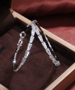 Simple Gold Ladies Zircon Earrings