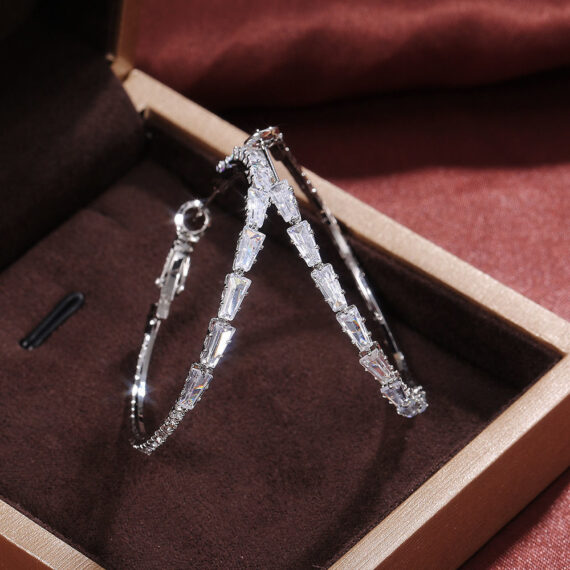 Simple Gold Ladies Zircon Earrings