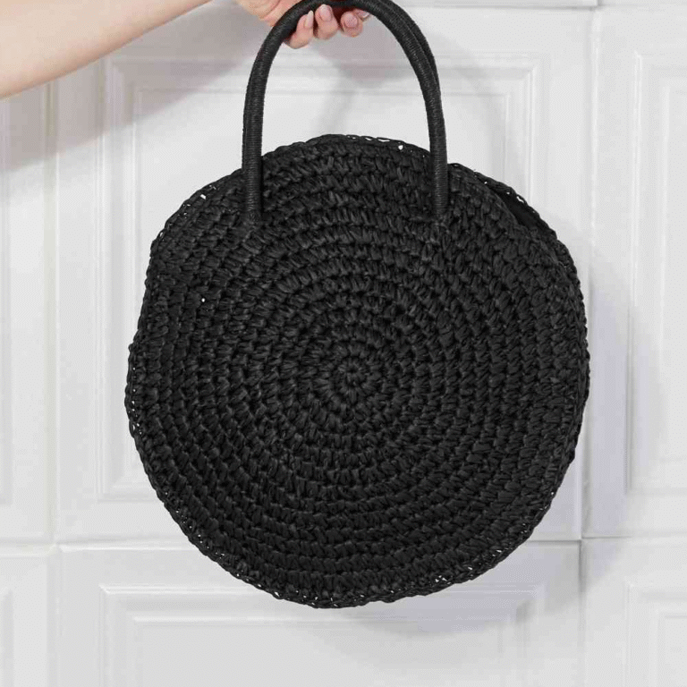 Justin Taylor Beach Date Straw Rattan Handbag in Black - Image 5