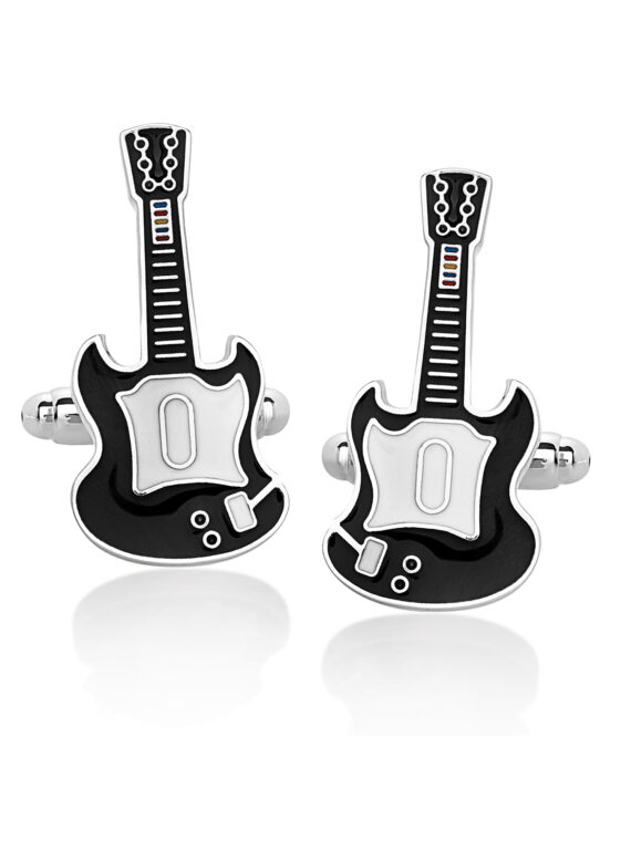 Black Color Electric Guitar Polished Finish Cufflinks - Image 3