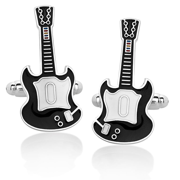 Black Color Electric Guitar Polished Finish Cufflinks - Image 3