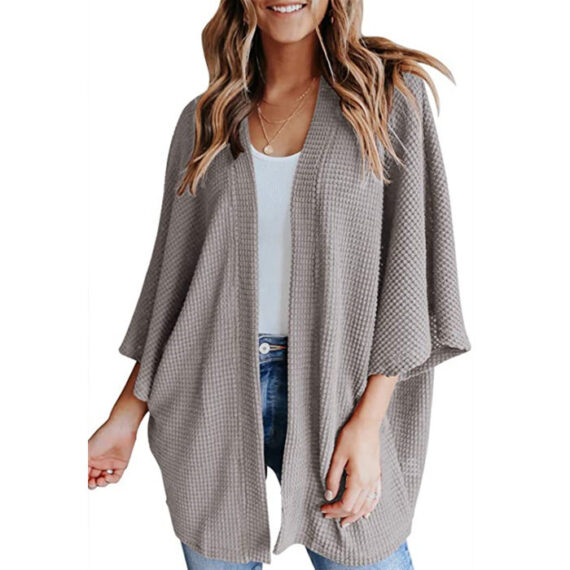 Bat Sleeve Waffle Gerson Women's Cardigan - Image 6