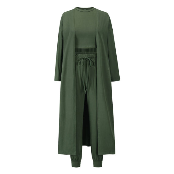 Women's Knitted Slim-fit - Vest And Trousers Sports Suit - Image 4