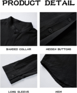 Mens Button up Shirts Linen Beach Long Sleeve Casual Cotton Summer Lightweight Tops - Image 4