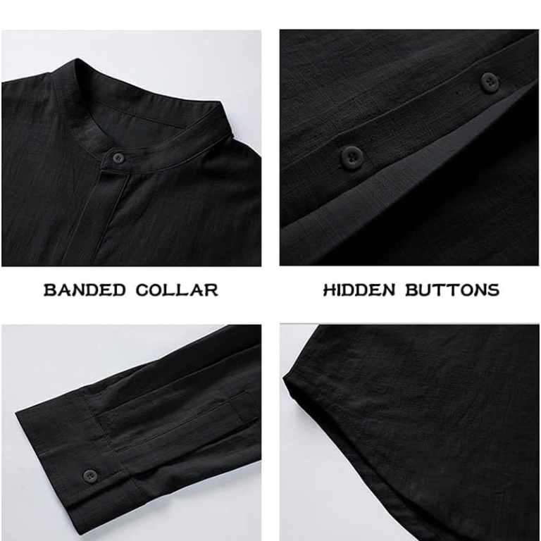 Mens Button up Shirts Linen Beach Long Sleeve Casual Cotton Summer Lightweight Tops - Image 4