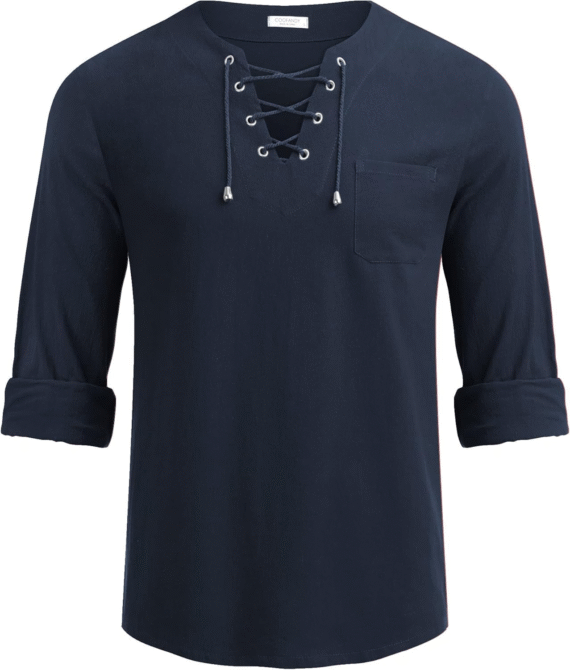 Mens Linen Beach Tee Shirts Cotton Hippie Shirts V Neck Long Sleeve Tunic Big and Tall Yoga Shirt