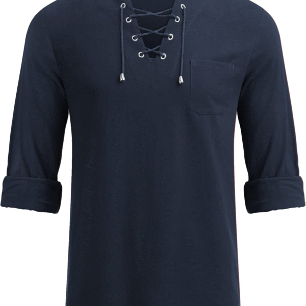 Mens Linen Beach Tee Shirts Cotton Hippie Shirts V Neck Long Sleeve Tunic Big and Tall Yoga Shirt