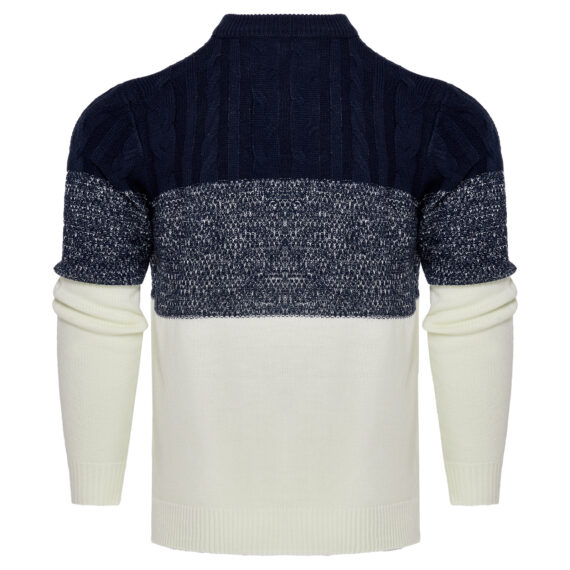 Men's Casual Color Block Long Sleeve Cable Knit Pullover Hoodie - Image 6