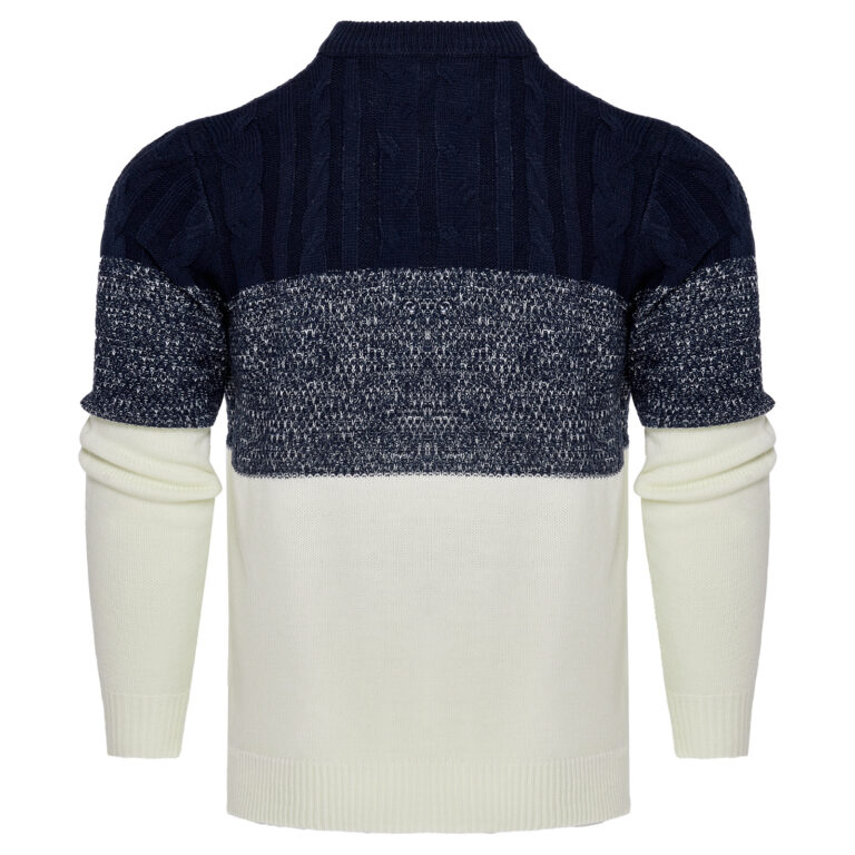 Men's Casual Color Block Long Sleeve Cable Knit Pullover Hoodie - Image 6