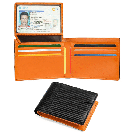 Slim Leather Wallet for Men with Airtag Holder RFID Blocking - Image 2