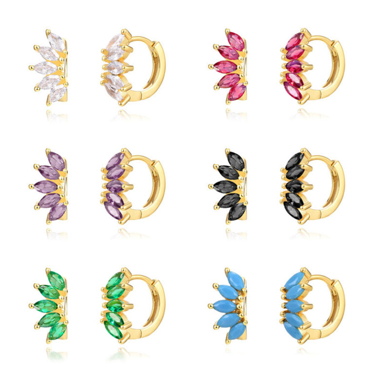 Zircon All-match Earrings Symmetrical Horse Eye Stone - Image 6