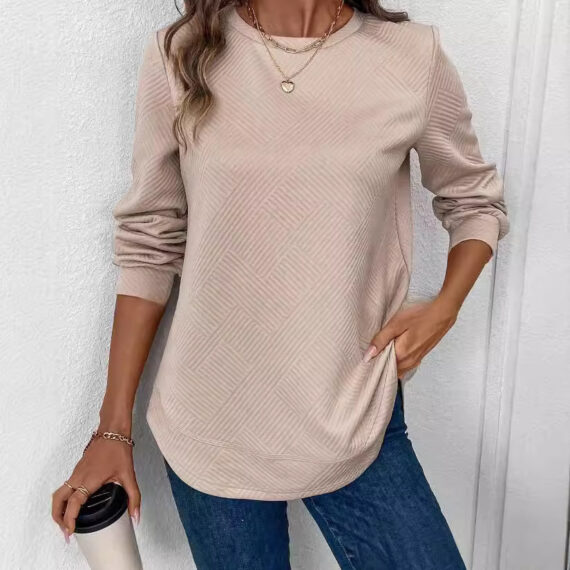 Women's Crew Neck Casual Long Sleeve Shirt - Image 6