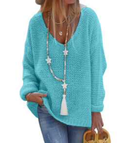 V-neck Long Sleeve Knit Top