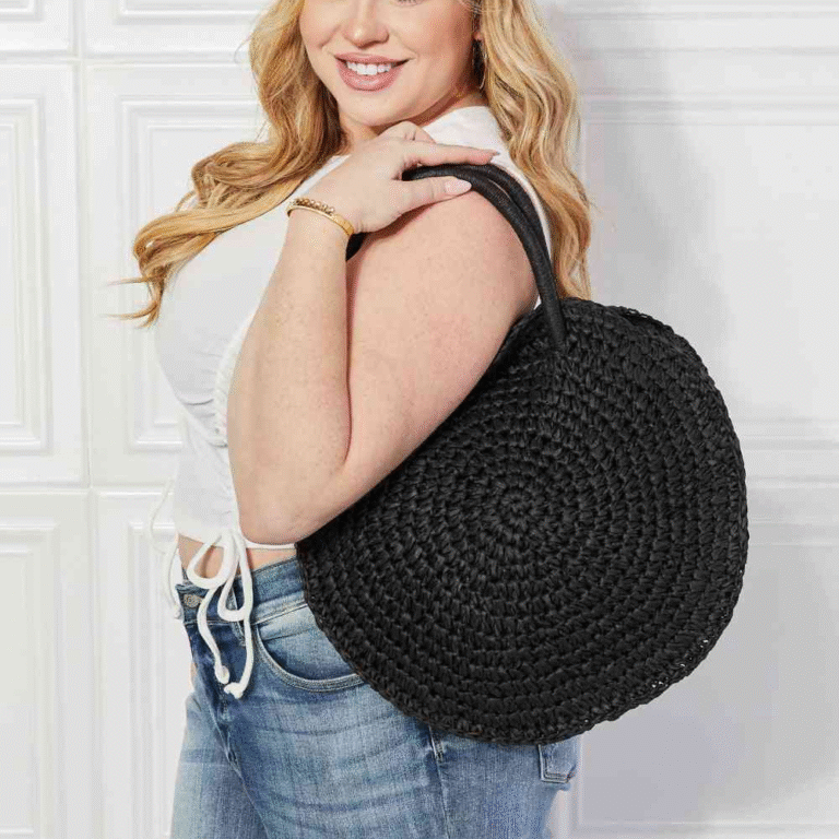 Justin Taylor Beach Date Straw Rattan Handbag in Black - Image 2
