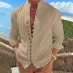 Cotton And Linen Casual Loose Long Sleeve Shirt - Image 3