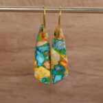 Geometric Flower Shape Pendant Earrings - Image 7