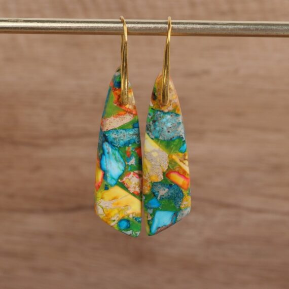 Geometric Flower Shape Pendant Earrings - Image 7