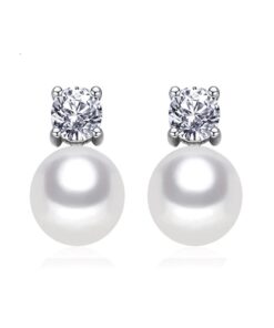 Round Pearl Stud Earrings