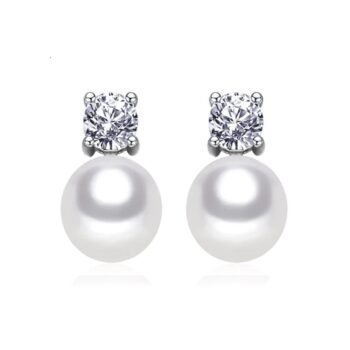 Round Pearl Stud Earrings