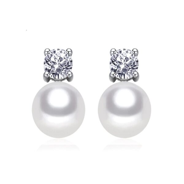 Round Pearl Stud Earrings