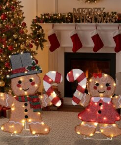 Lighted Gingerbread Candy Duo