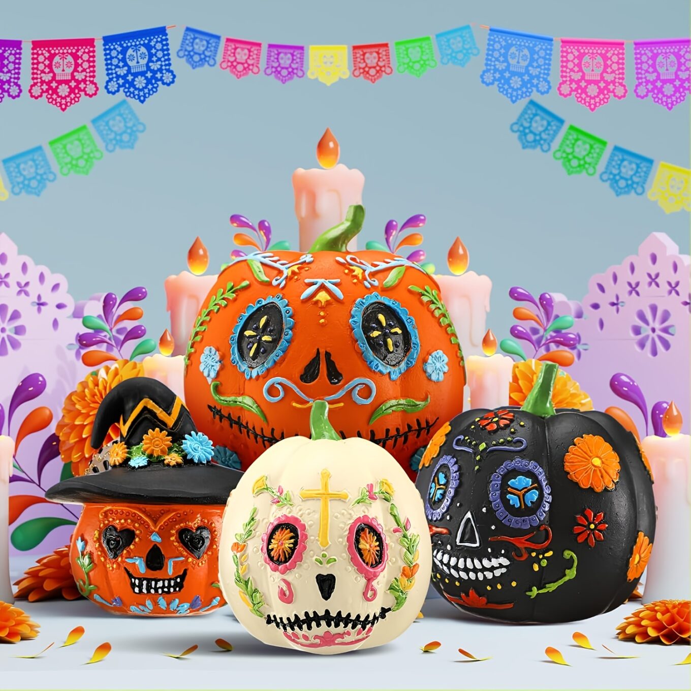 Spooky Skull Pumpkin Set